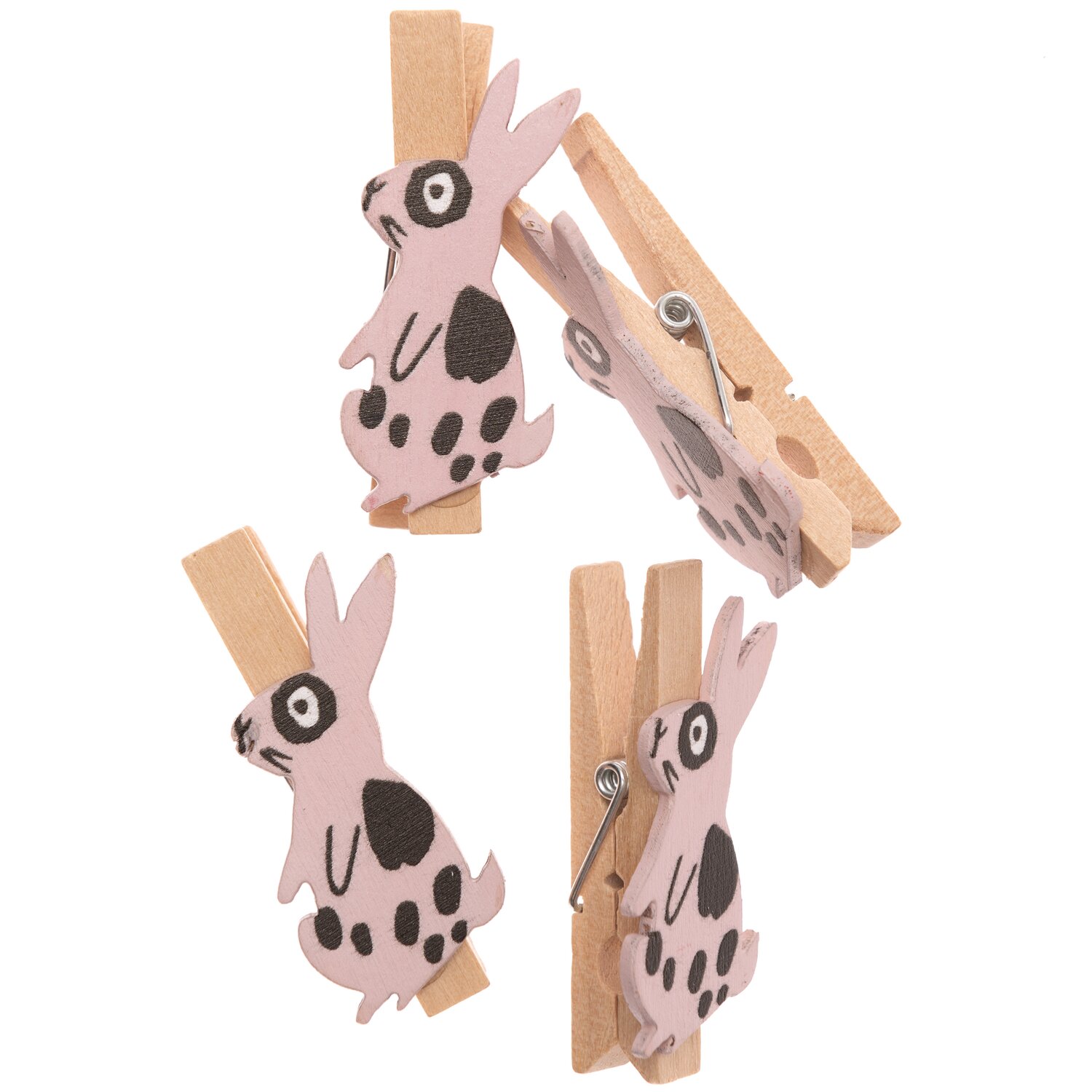 Dekoklammern Hase rosa 4 Stück: Vier rosa Hasenklammern von Rico Design, ideal für kreative Dekorationen.