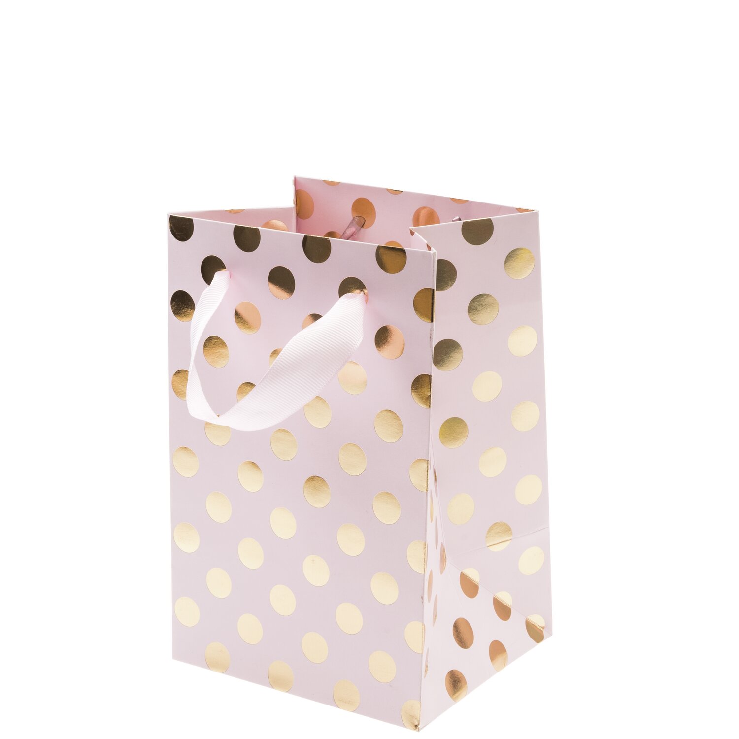 Geschenktüte rosa Punkte gold 12x18x10cm