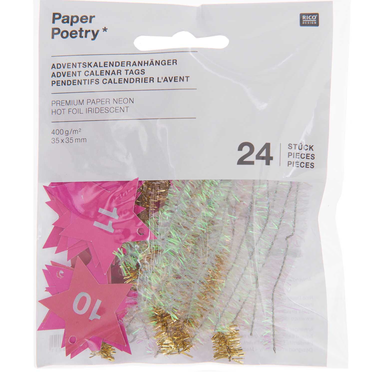 Paper Poetry Adventskalenderanhänger Sterne 24 Stück Paper Poetry Adventskalenderanhänger Sterne 24 Stück