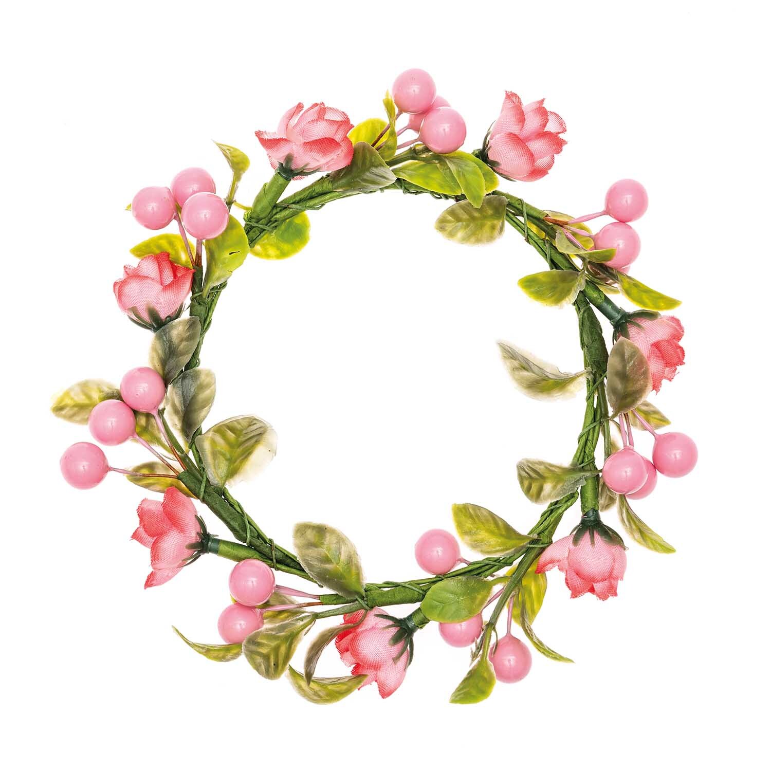 Kranz Rosen & Beeren rosa-grün 9cm von Rico Design
