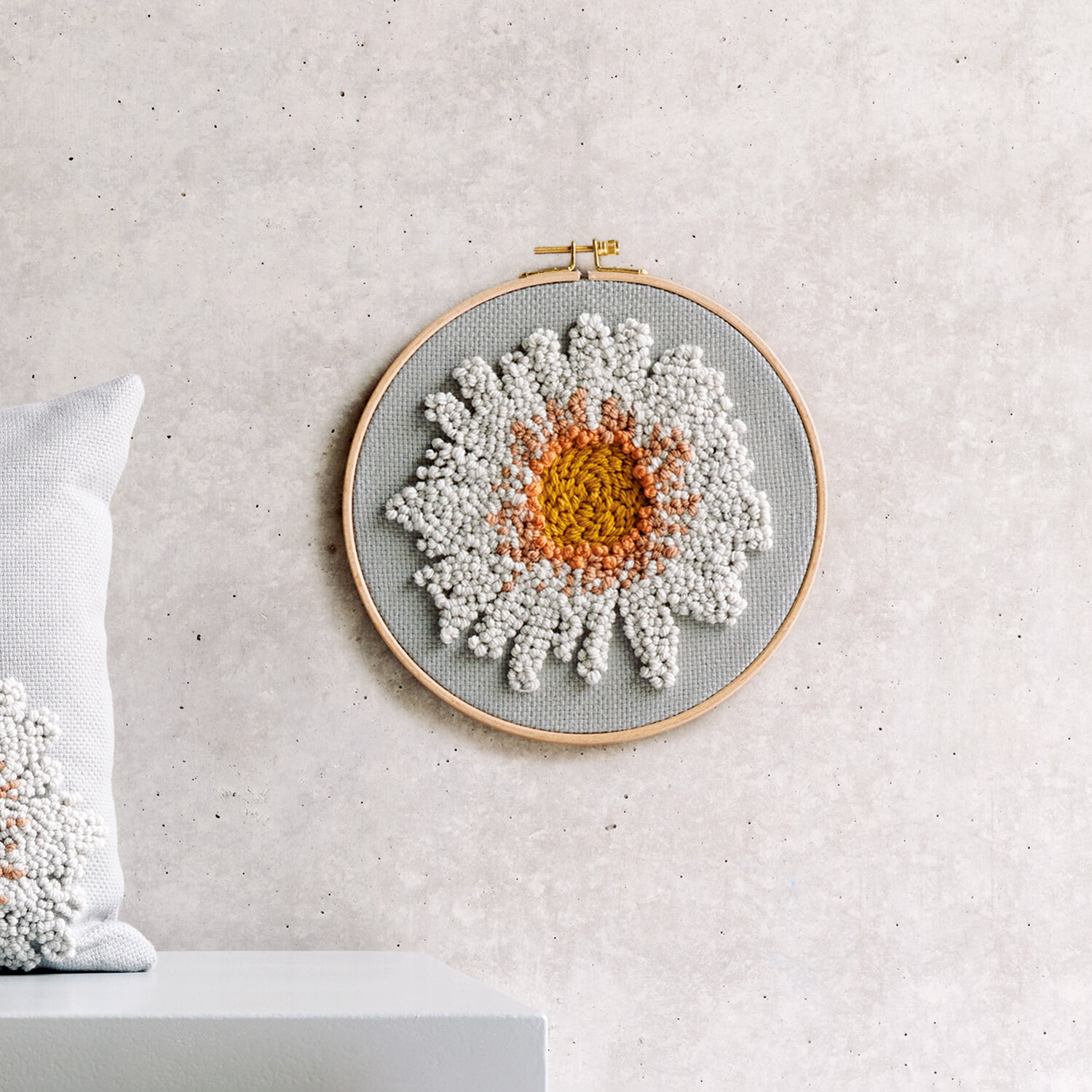 Anleitung Punch Needle Bild mit Gänseblümchen