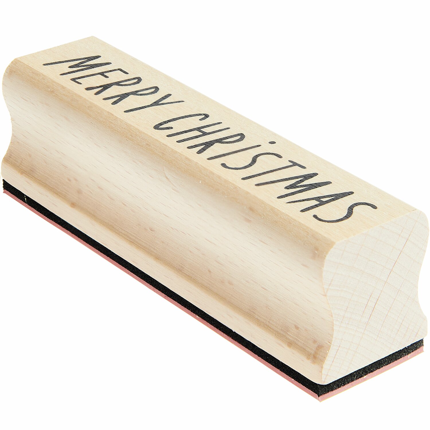 Stempel Merry Christmas aus Holz, 85x25mm, von Rico Design. Perfekt für festliche Bastelprojekte.