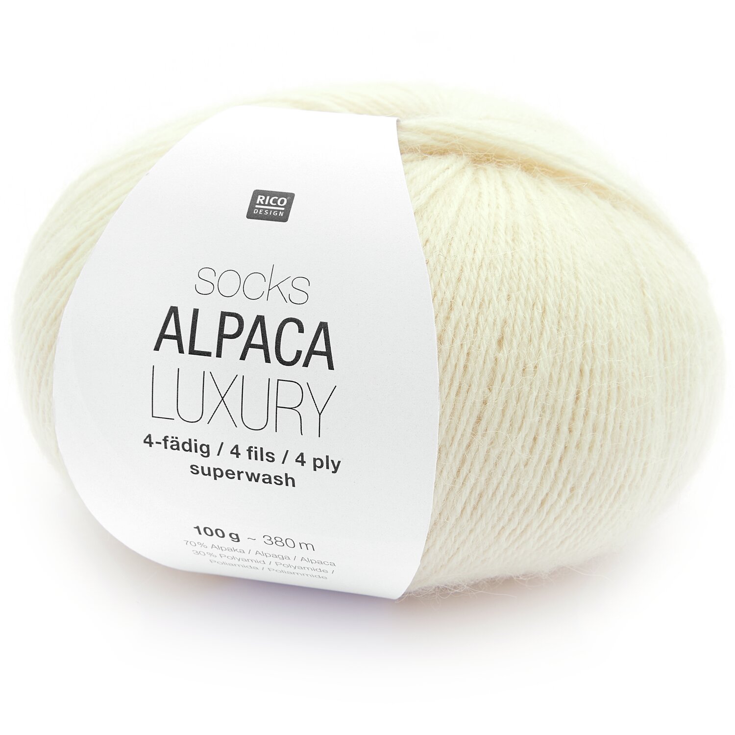 Socks Alpaca Luxury 4-fädig 100g 380m Farbe Creme von Rico Design Socks Alpaca Luxury 4-fädig 100g 380m Farbe Creme von Rico Design