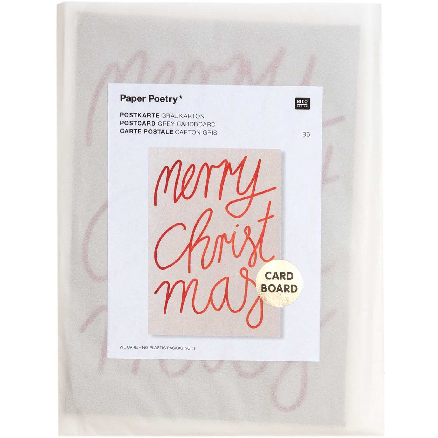 Postkarte Merry Christmas Graukarton rot B6 Postkarte Merry Christmas Graukarton rot B6