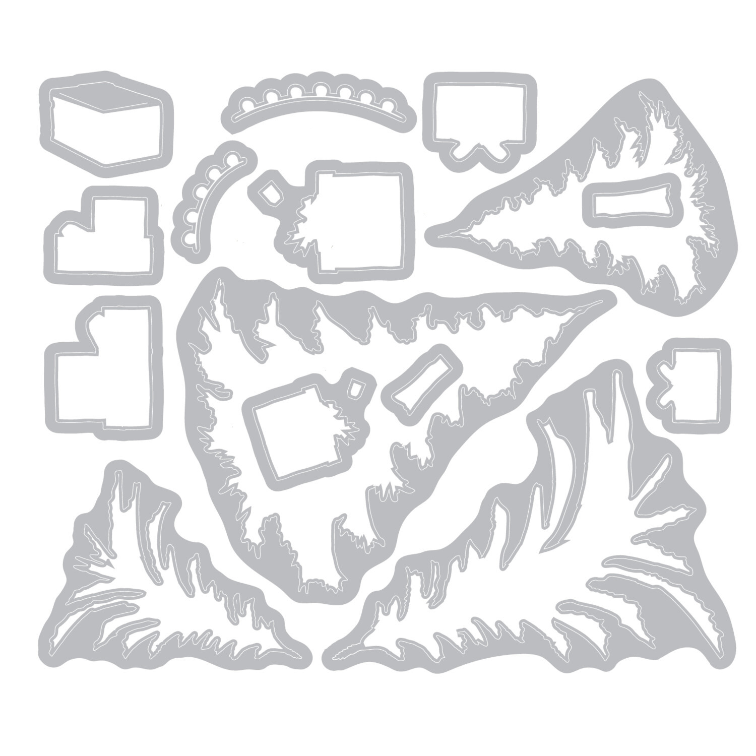 Clear Stamps / Framelits Trees and Trinkets 32-teilig von idee. Creativmarkt 