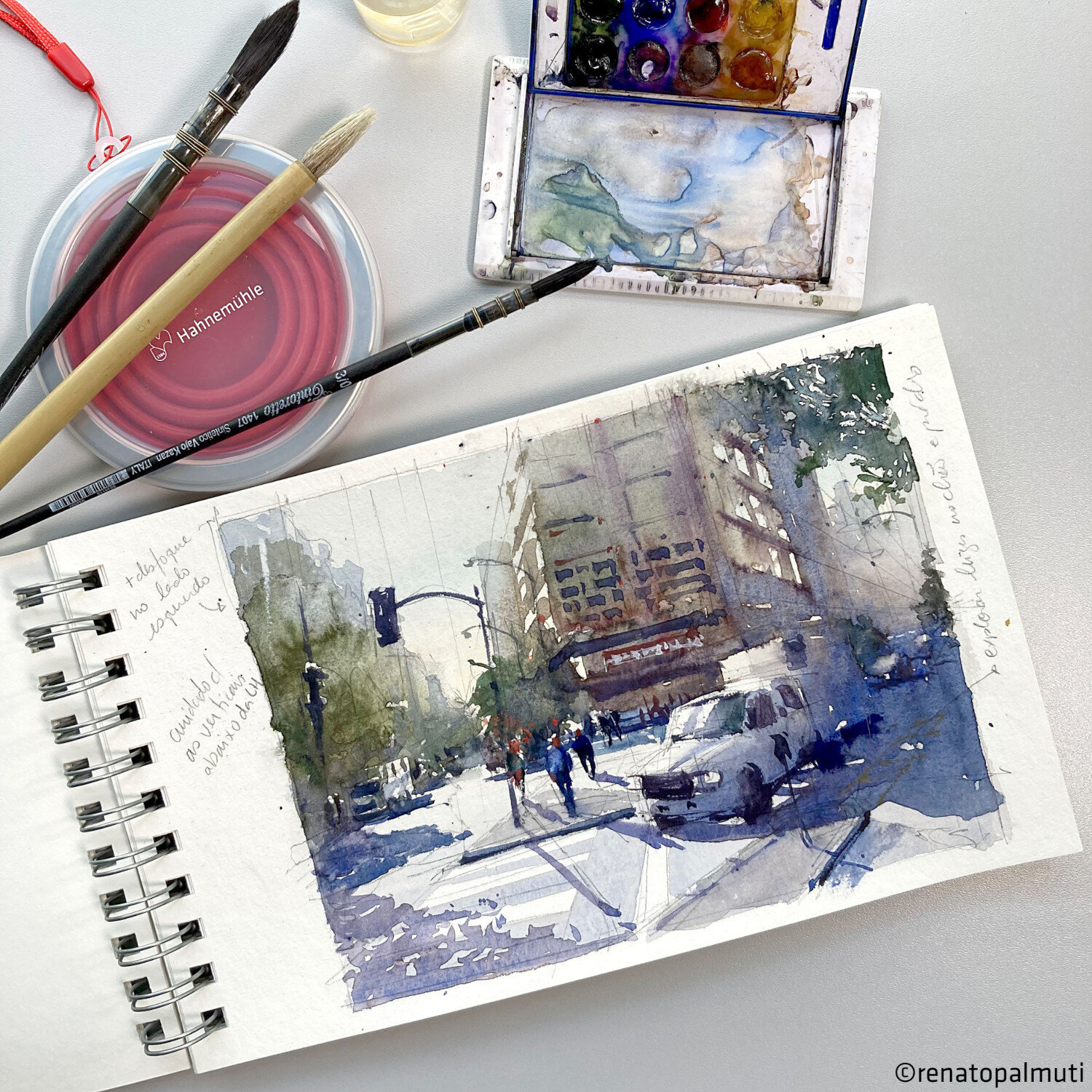 Mixed Media Carnet de Voyage 15,3x25cm 265g/m² 15 Blatt von Hahnemühle FineArt 