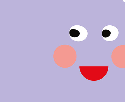 Grafisches lachendes Gesicht auf lila Hintergrund