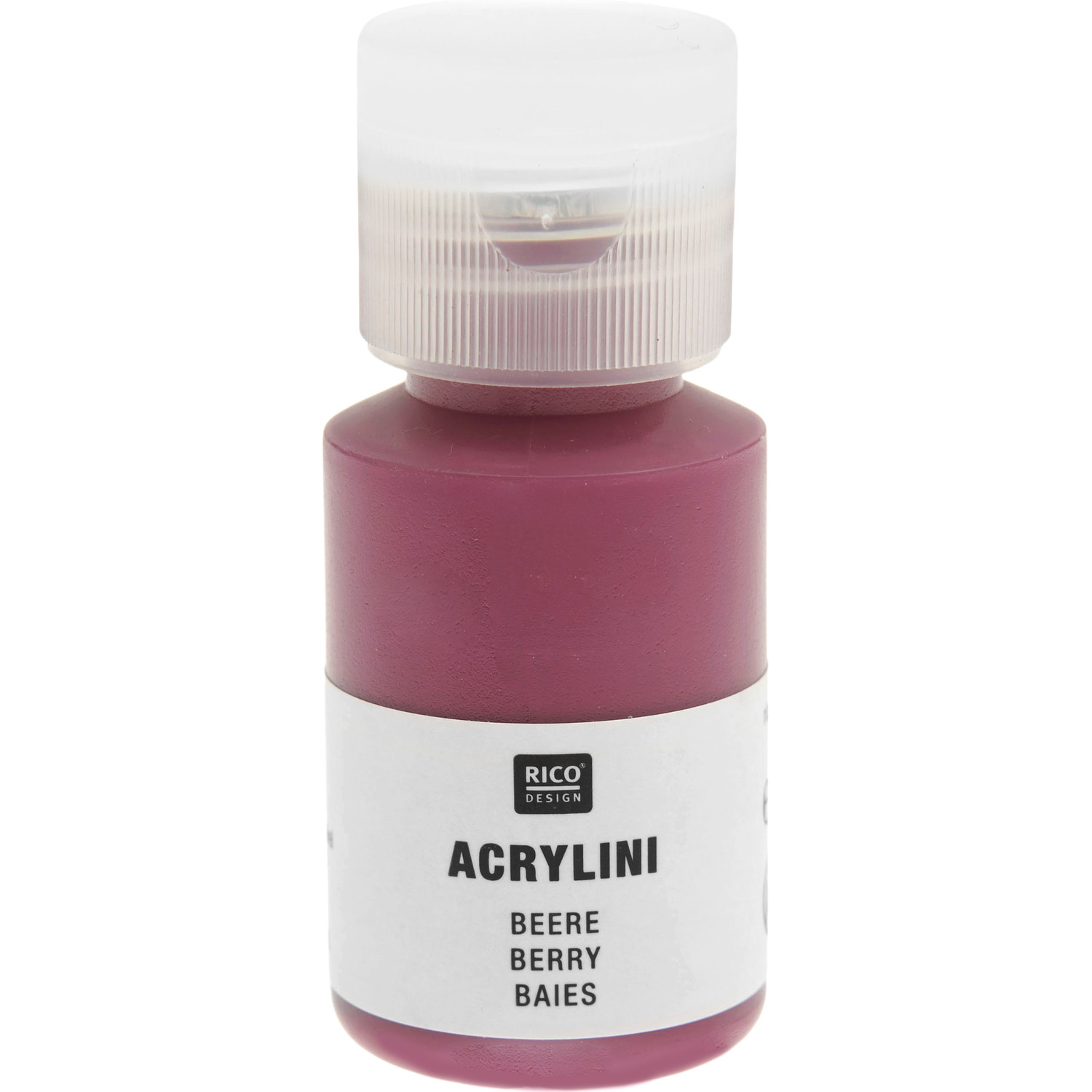 Acrylini Acrylfarbe in Beere von Rico Design, 22ml Flasche, ideal für kreative Projekte.