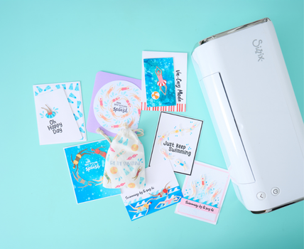 Sizzix Switch weiß mit gestalteten Karten zum Thema Sommer