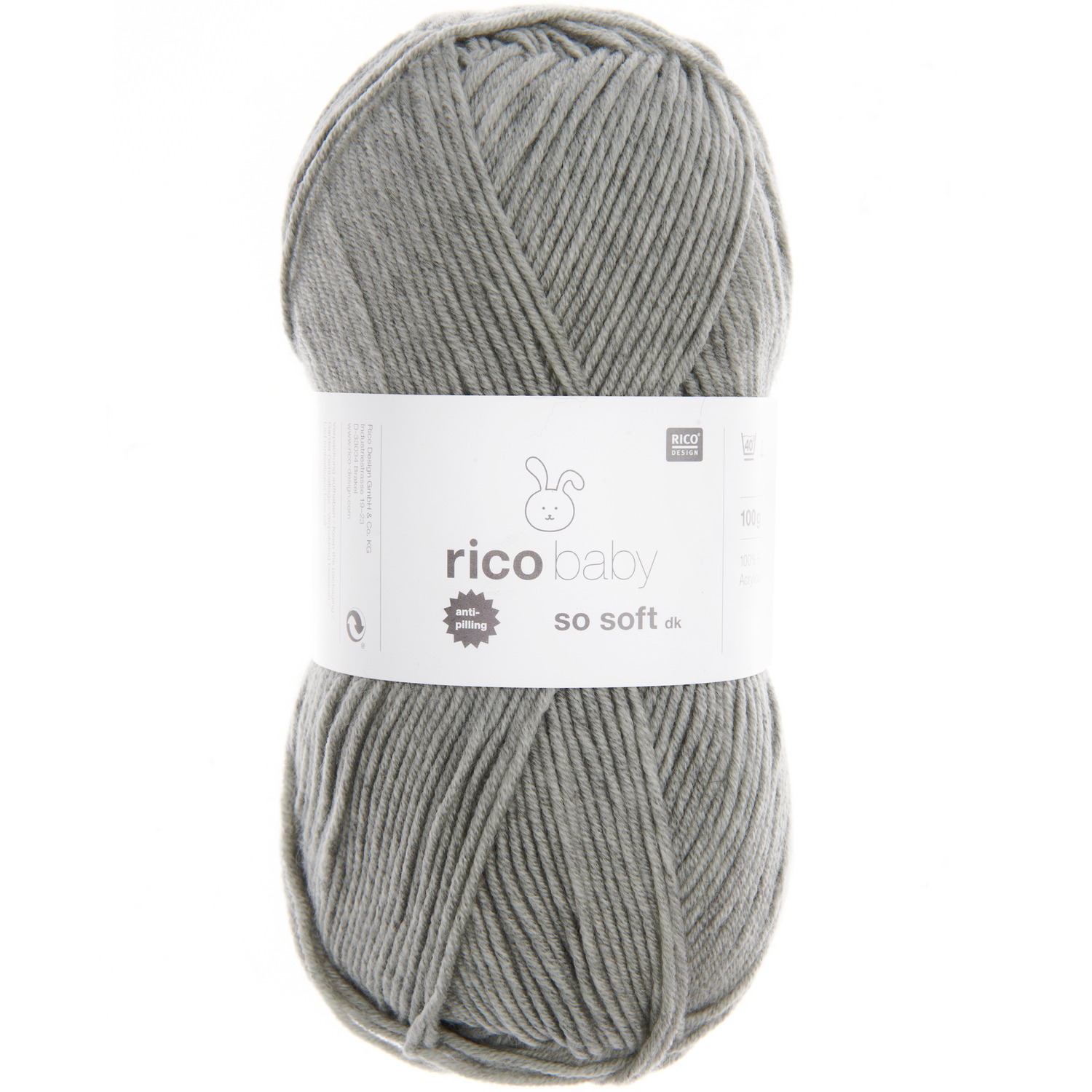 Rico Baby So Soft dk 100g 250m Farbe Hellgrau von Rico Design Rico Baby So Soft dk: Weiches hellgraues Garnknäuel von Rico Design, 100g, 250m, ideal für Babyprojekte.