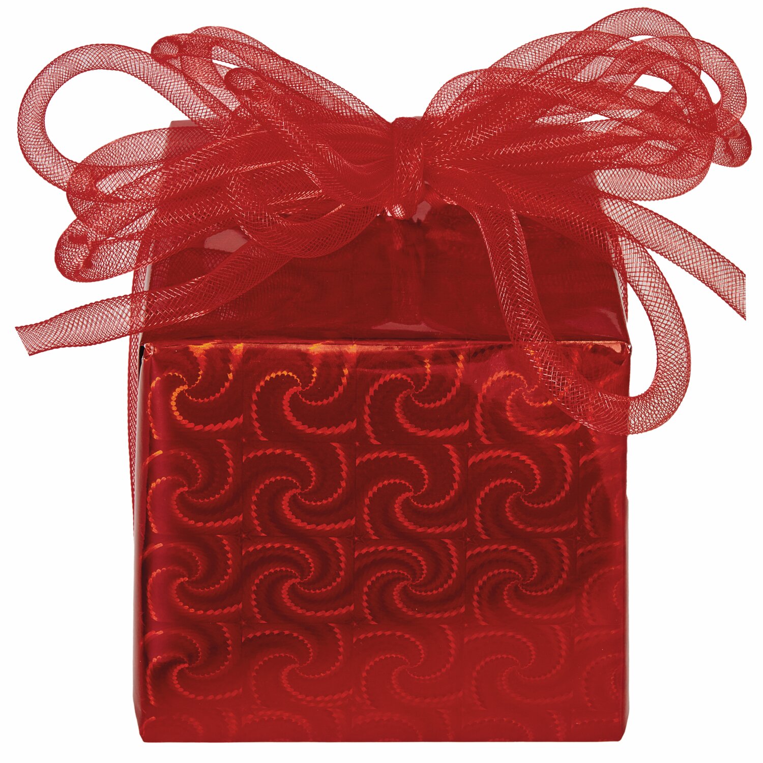 Paper Poetry Geschenkpapier holographisch mit Sternen 200x70cm, rot, mit dekorativem Muster und Schleife, ideal für festliche Anlässe.