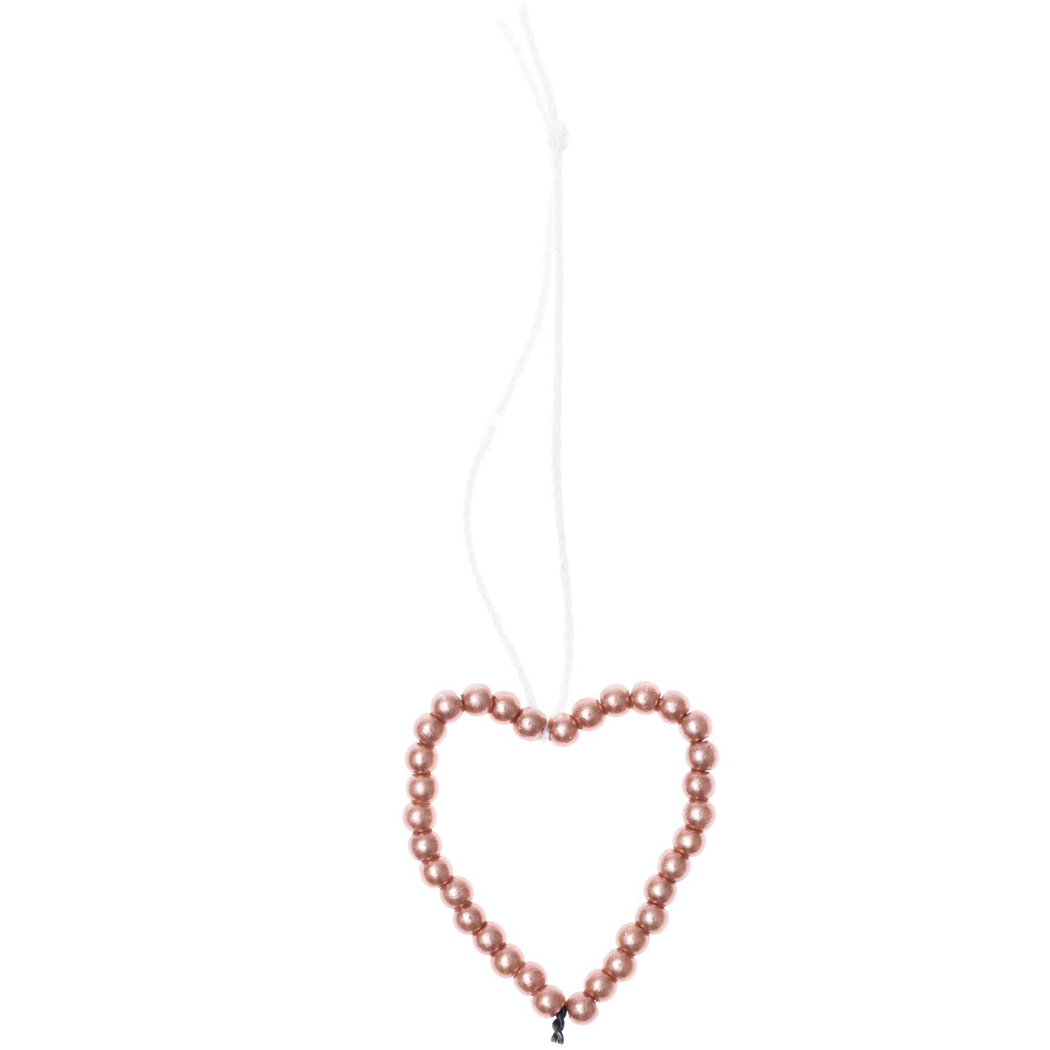 Perlenhänger Herz klein rosegold: Herzförmiger Anhänger aus rosa Perlen, ideal als Dekoration.