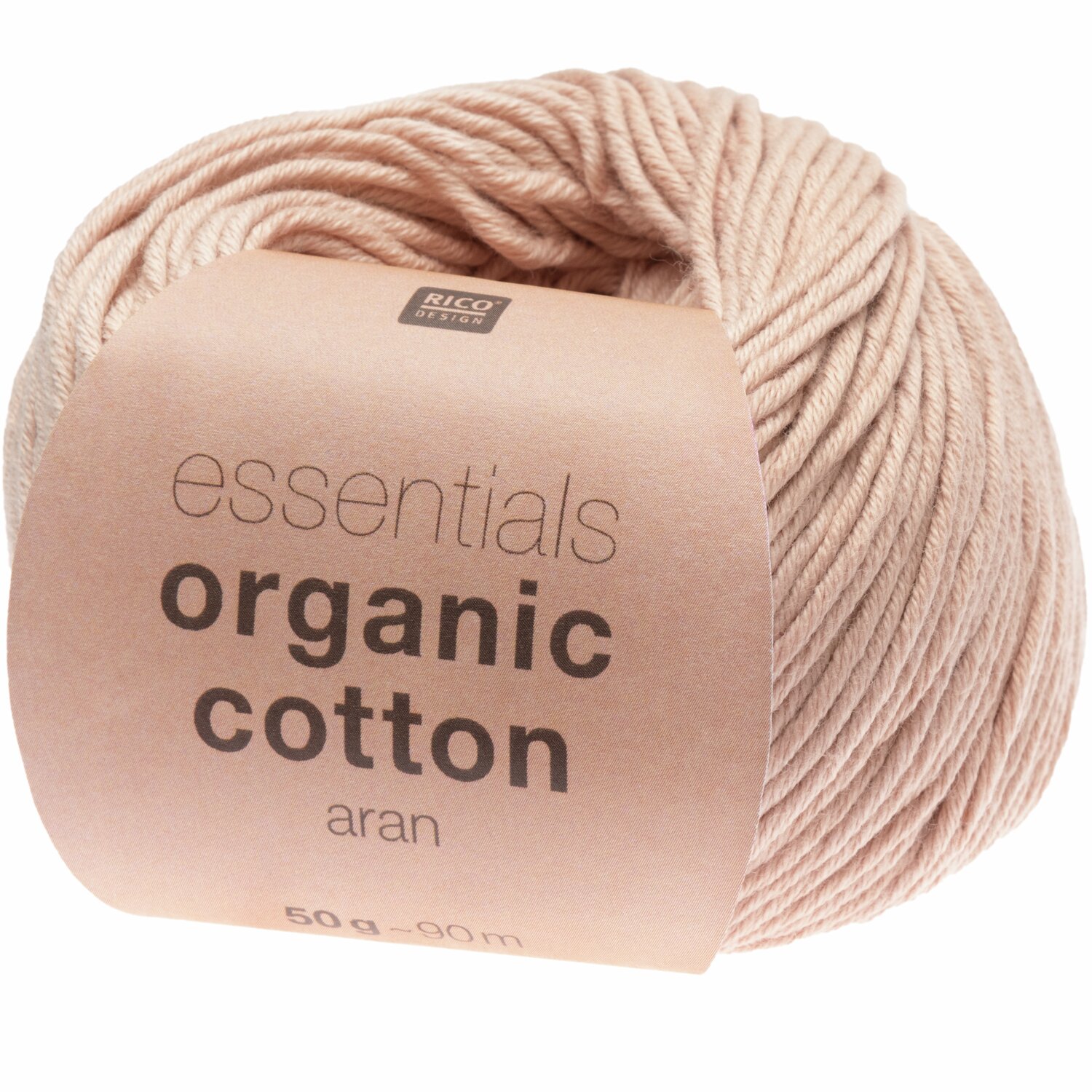 Essentials Organic Cotton aran 50g 90m Farbe Puder von Rico Design Essentials Organic Cotton aran: Weiches Garn in Puder von Rico Design, 50g, 90m, ideal für Strickprojekte.