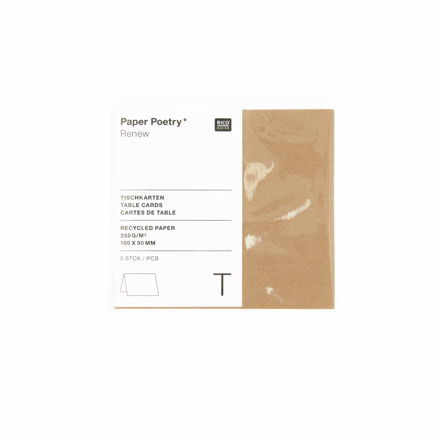 Paper Poetry Renew Tischkarten 5 Stück Farbe kraftpapier von Rico Design