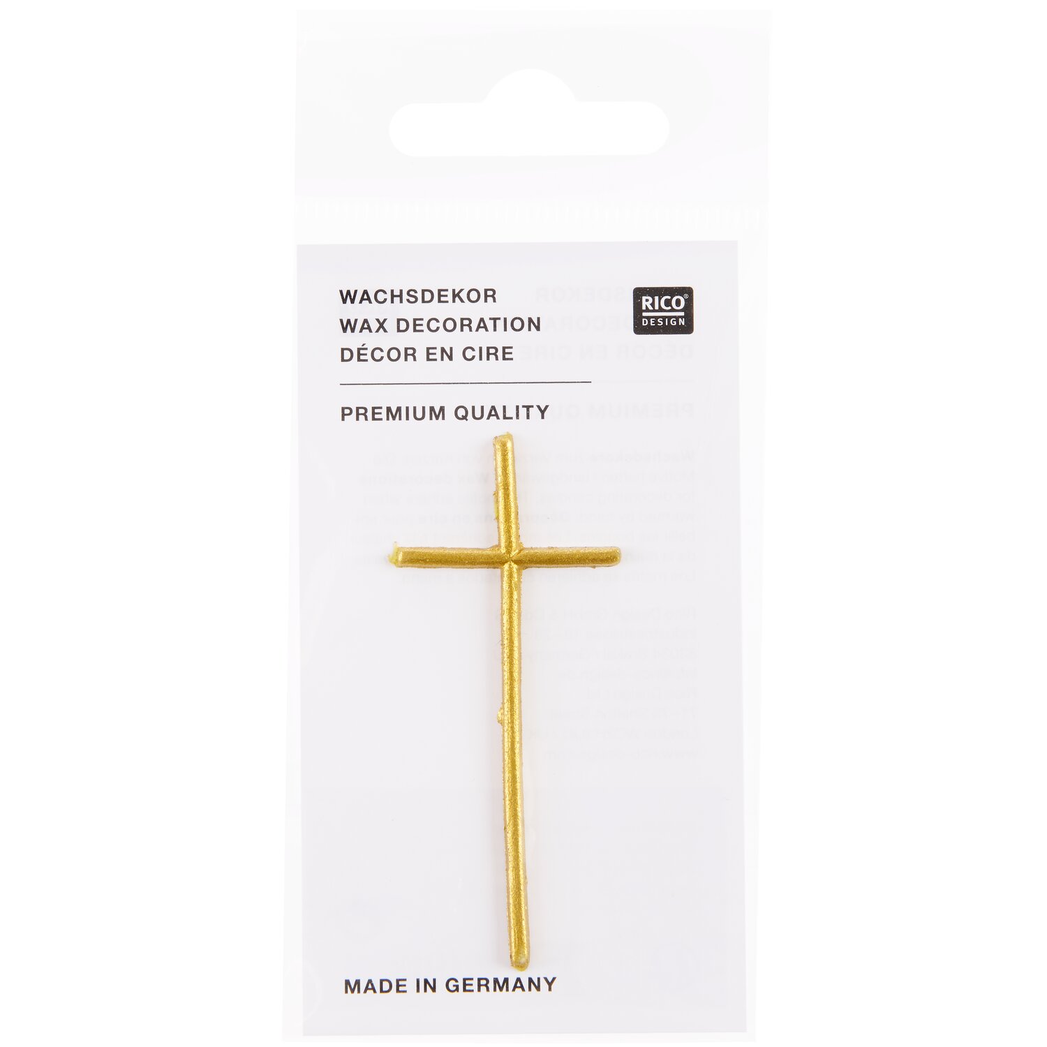 Wachsdekor Kreuz mittel Farbe Gold von Rico Design