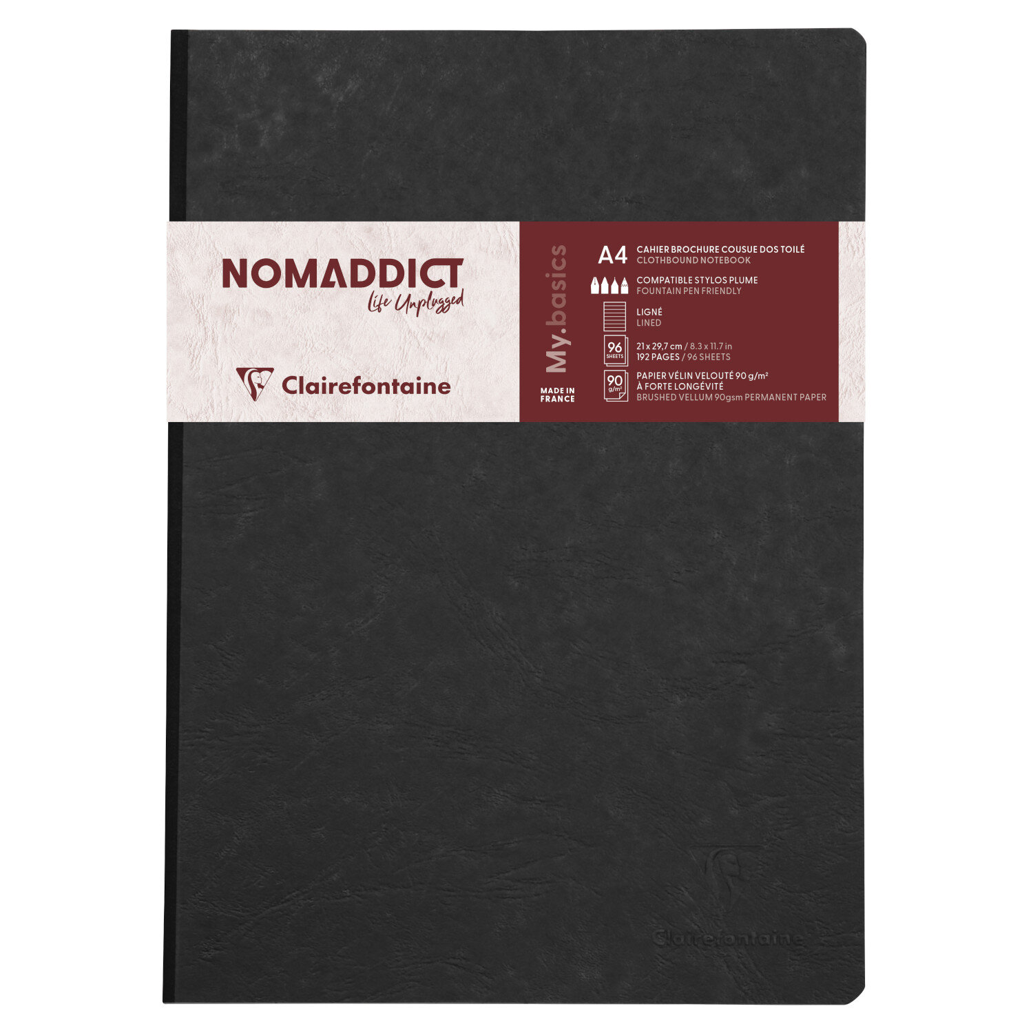  Notizbuch Nomaddict AgeBag Schwarz liniert 96 Blatt A4 von Clairefontaine-Rhodia