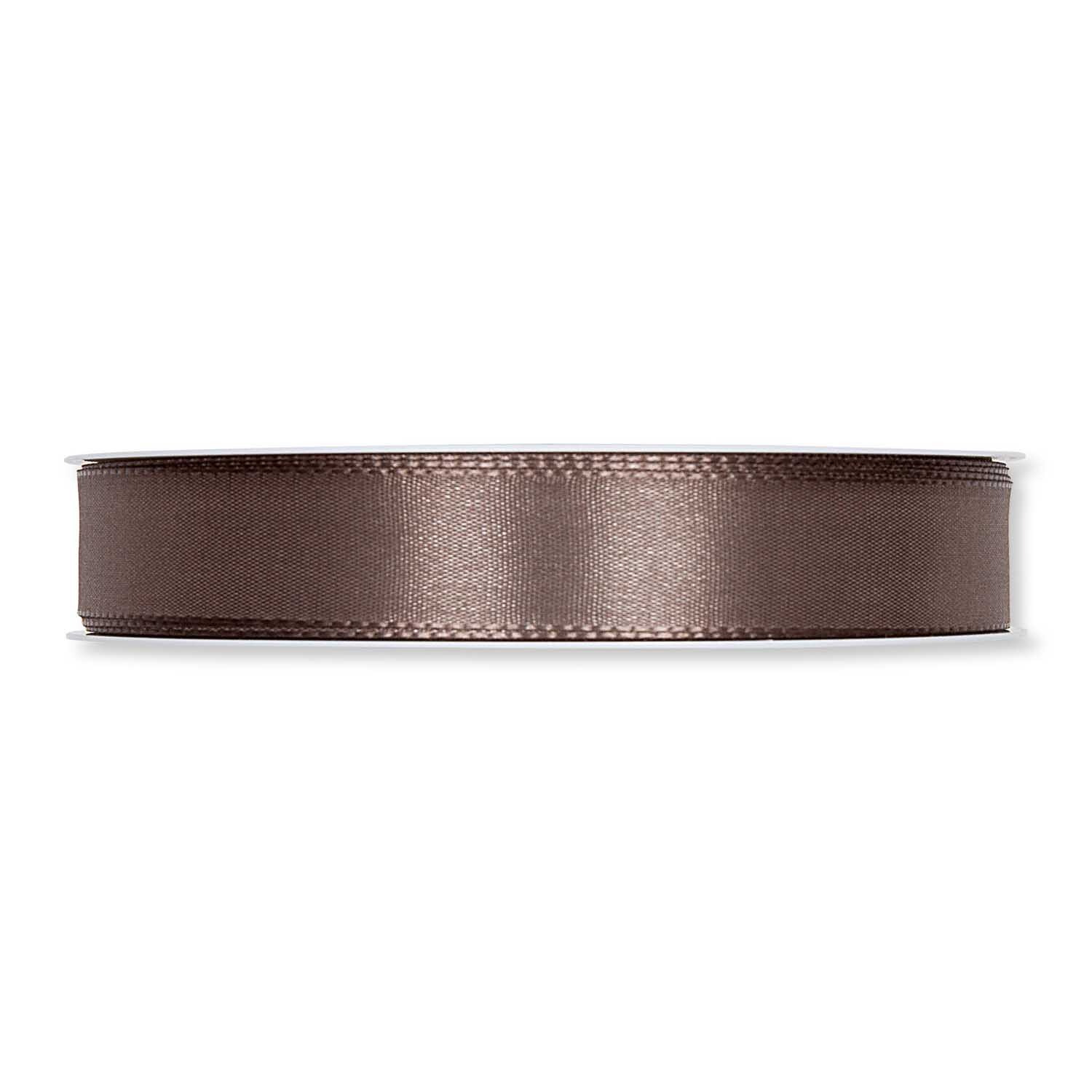Taftband 15mm 10m: Dunkelbraunes Band von Halbach, ideal für Dekorationen und Bastelprojekte.