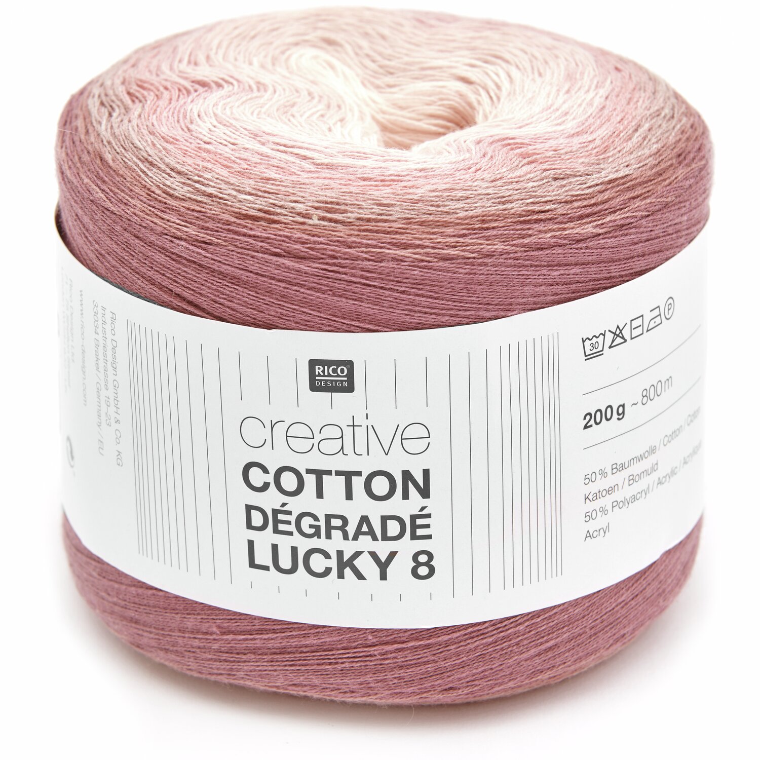 Creative Cotton Dégradé Lucky 8, altrosa, 200g 800m, von Rico Design. Ideal für Strickprojekte.