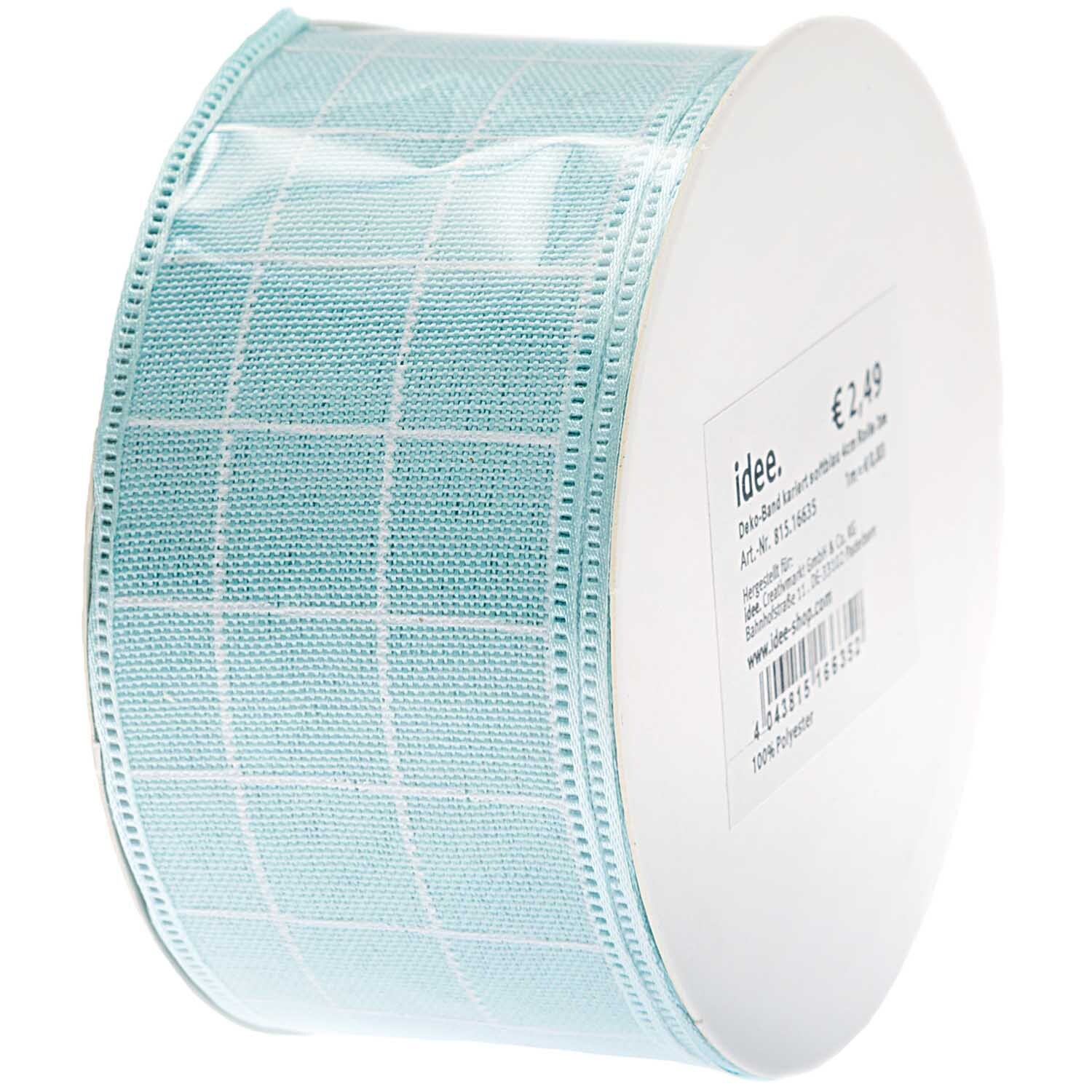 Dekoband kariert 4cm 3m Farbe Softblau von idee. Creativmarkt 