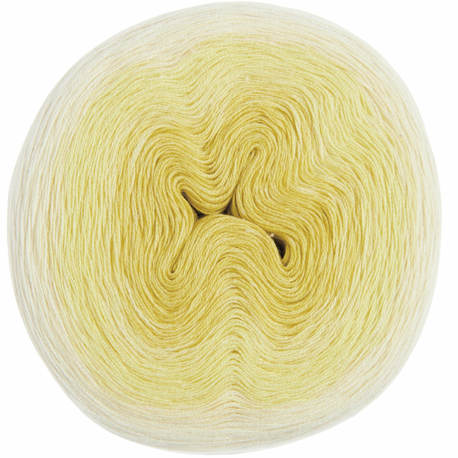 Creative Cotton Dégradé Lucky 8, gelbes Garn von Rico Design, 200g 800m, ideal für Strickprojekte.