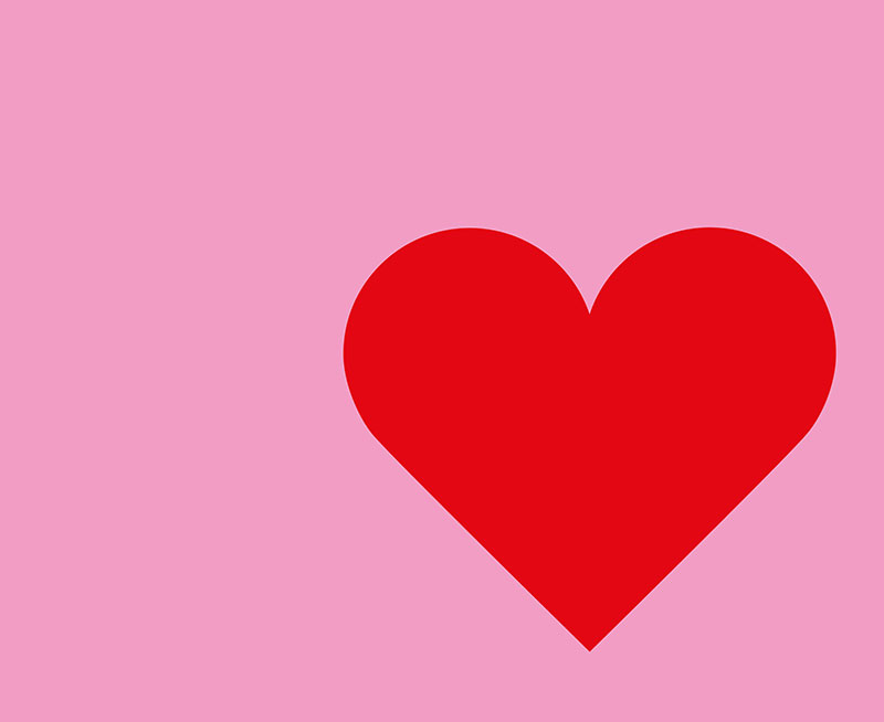 Rotes Herz auf rosa Hintergrund