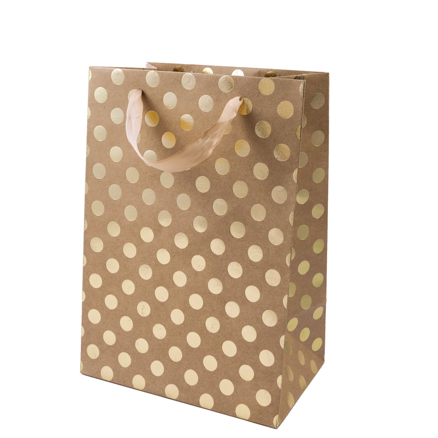 Paper Poetry Geschenktüte natur Punkte gold 18x26x12cm