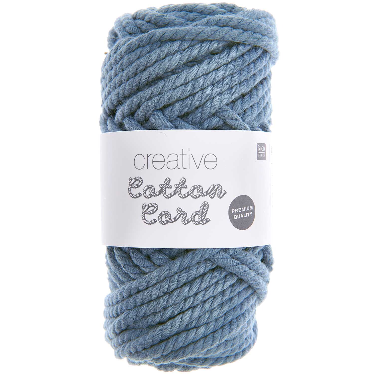Creative Cotton Cord Makramee-Garn in Blau von Rico Design, 130g, 25m. Ideal für kreative Makramee-Projekte und Handarbeiten.