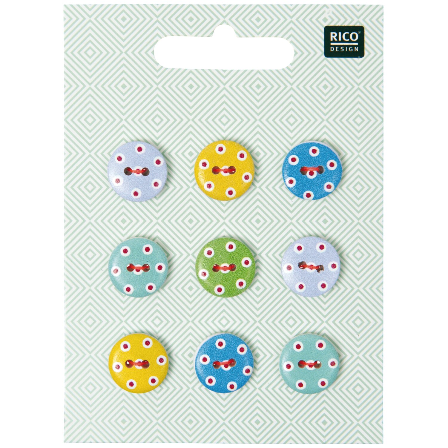 Knopfmix Punkte Rot-Weiß 1,5cm 9 Stück von Rico Design