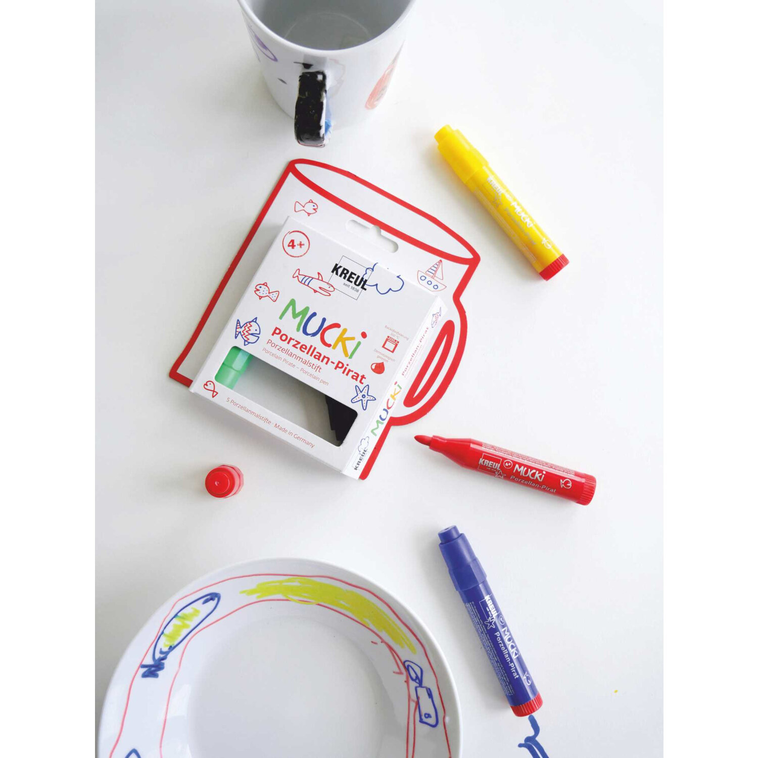 MUCKI Porzellan-Pirat Porzellanmalstift Set 5-teilig von C.Kreul 
