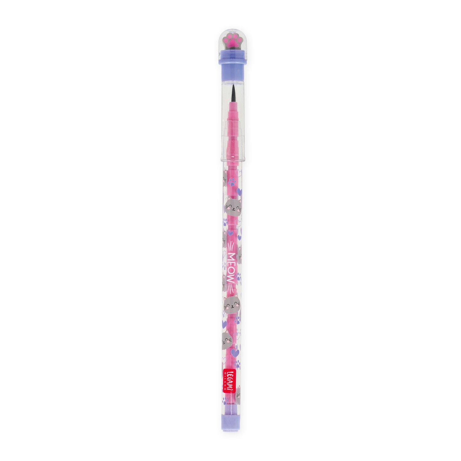Stackable Pencils, Kitty: Bunter, stapelbarer Bleistift mit Katzenmotiv, ideal für Schule und Büro.