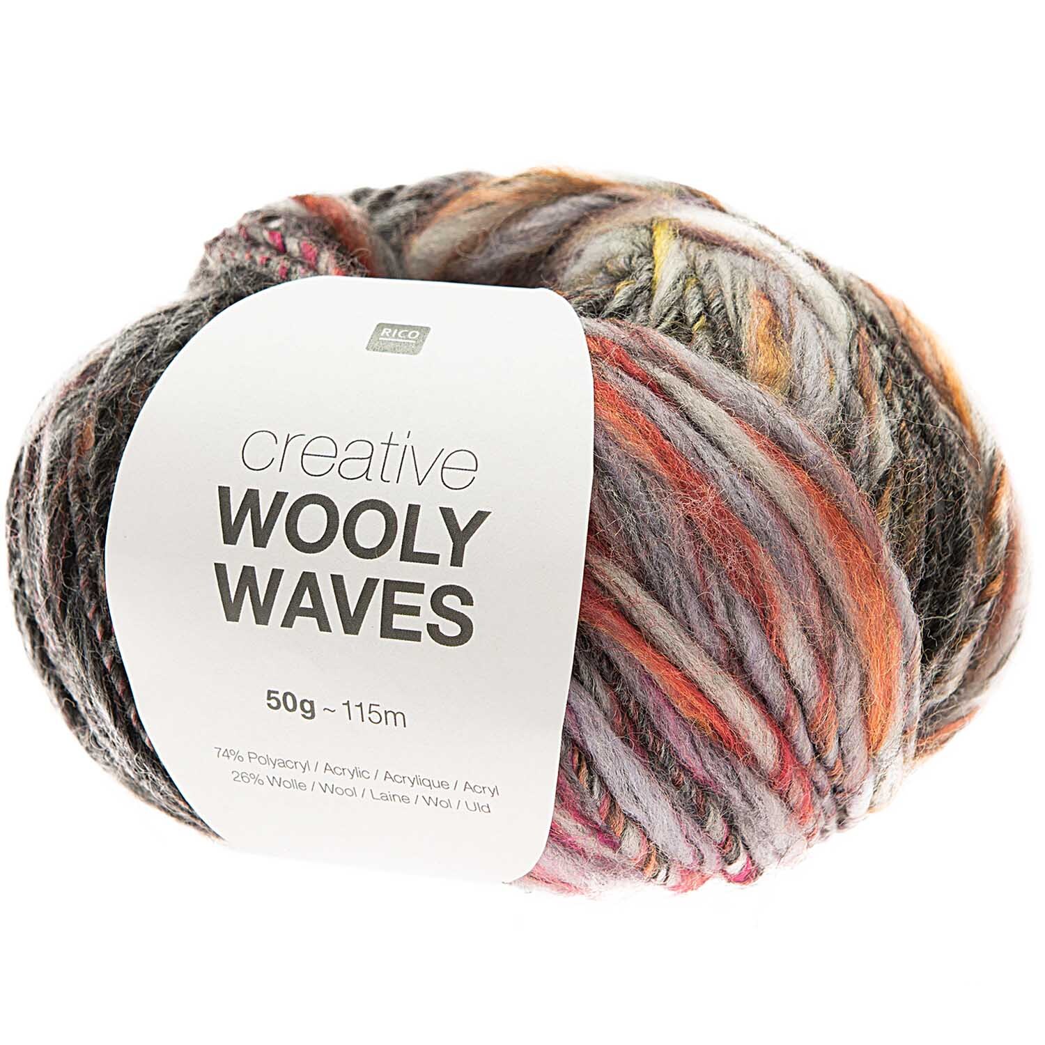 Creative Wooly Waves von Rico Design: Weiches Garn in Anthrazit, ideal für Strickprojekte.