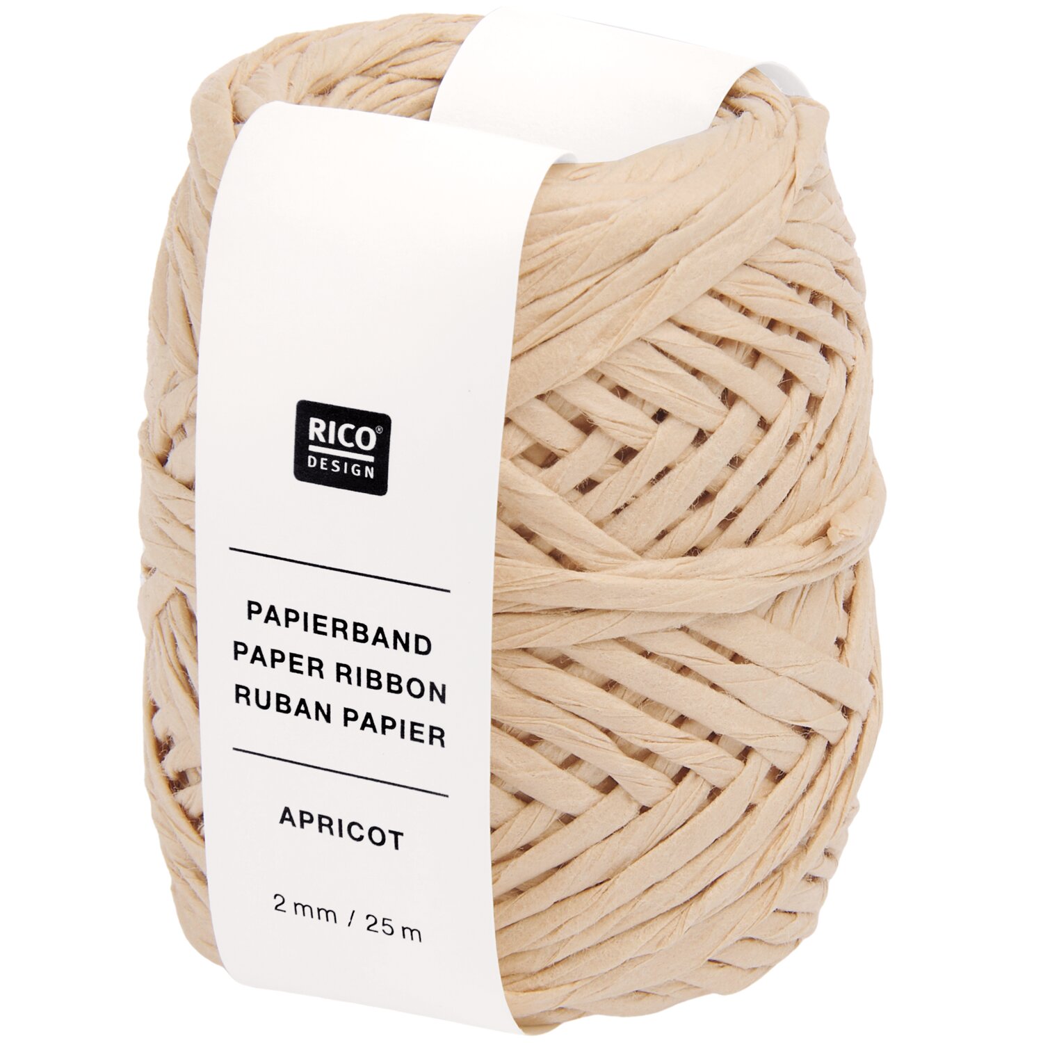 Papierband, feines dekoratives Bastelband in Apricot von Rico Design, auf kompaktem Knäuel, Subtitel 2mmx25m für Geschenkverpackungen und DIY-Projekte
