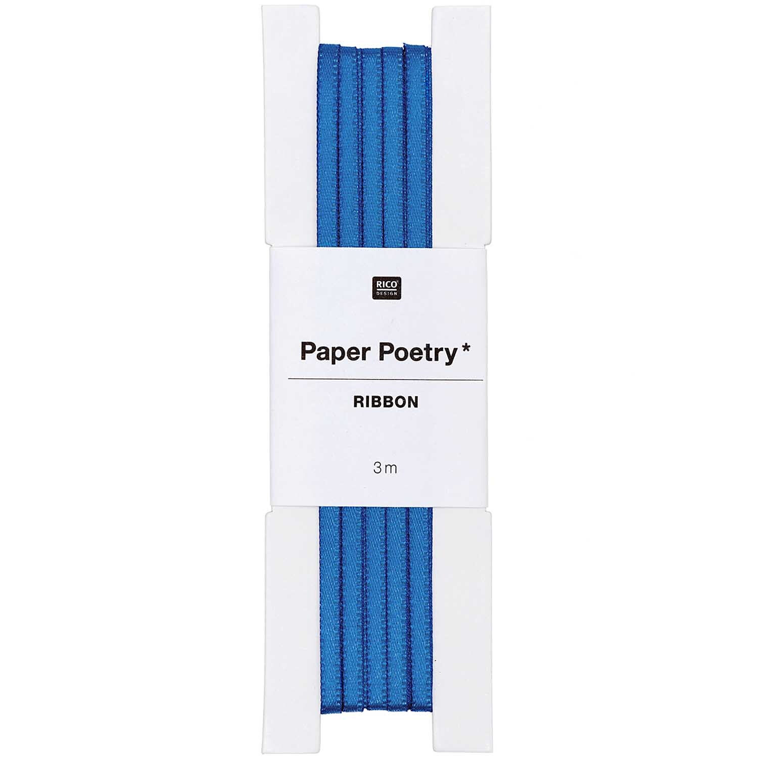 Paper Poetry Satinband 3mm 3m Farbe Dunkelblau von Rico Design