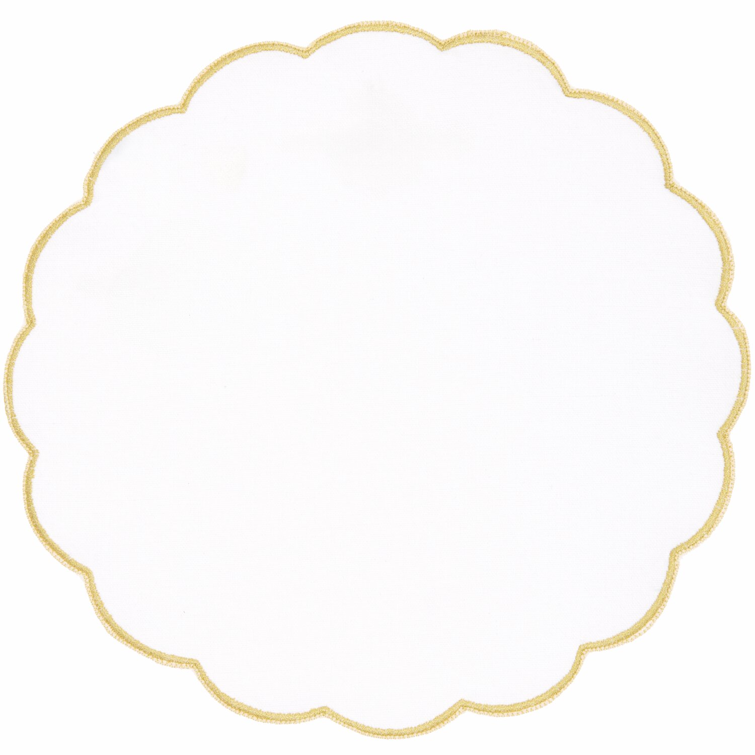 Untersetzer rund Gold/Weiß 2 Stück, Ø30cm. Elegantes Design von Rico Design, ideal für stilvolle Tischdekorationen.