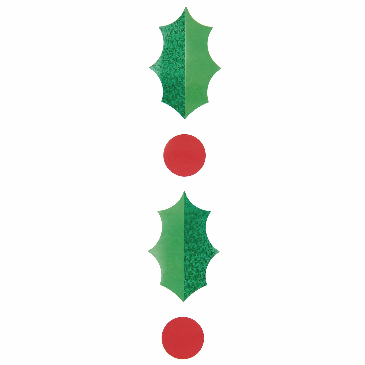 Paper Poetry Sticker Ilex, 120 Stück auf Rolle, Hot Foil, grüne Blätter und rote Punkte.