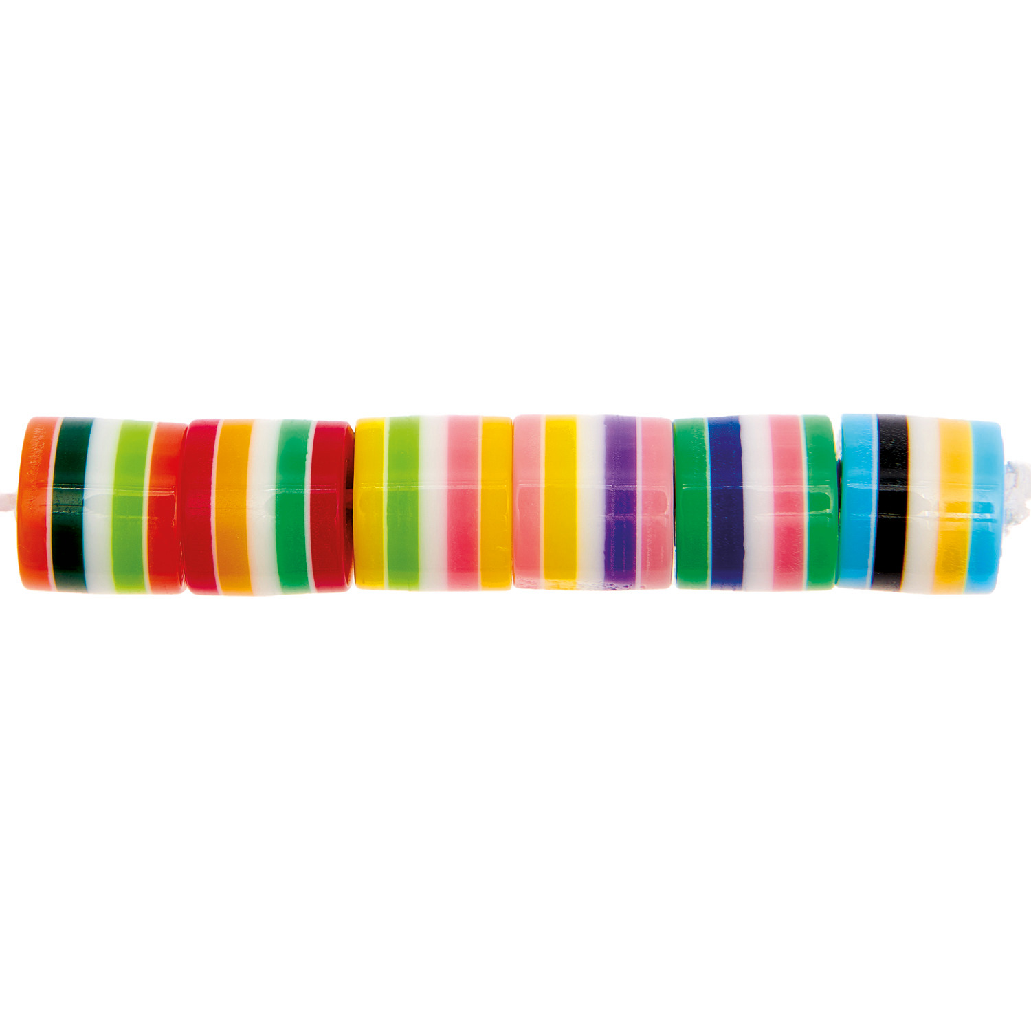 itoshii Gestreifte Zylinderperlen multicolor ca. 9x10mm 21 Stück itoshii Gestreifte Zylinderperlen multicolor ca. 9x10mm 21 Stück