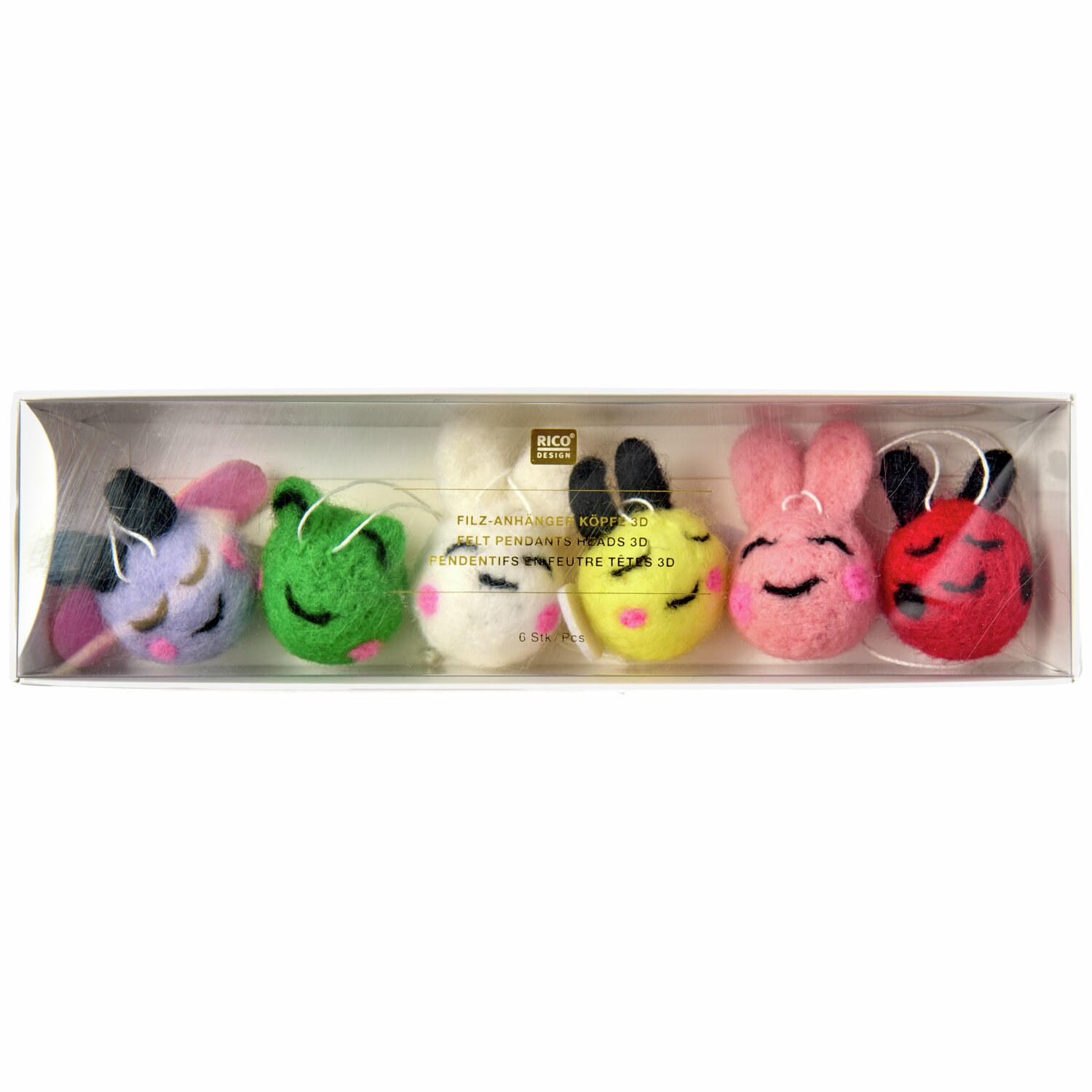 Aufhänger Filz-Köpfe 3D Bunt 6-teilig von Rico Design