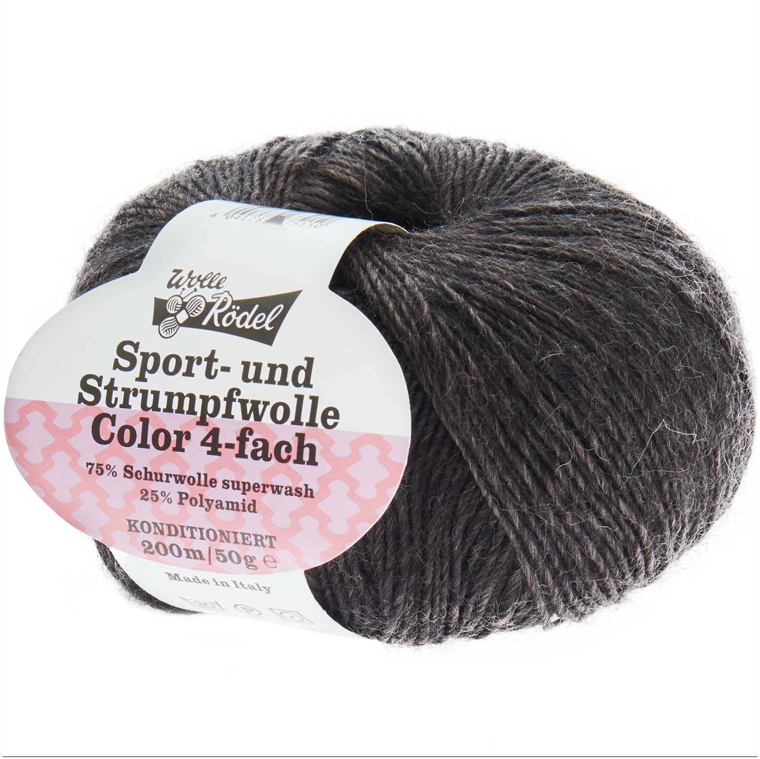 Strumpfwolle Color: Anthrazit/Beige Wolle von Wolle Rödel, 50g Knäuel, ideal für Sockenstricken.