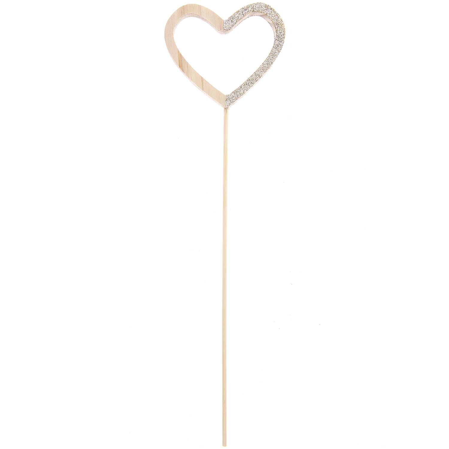 Holzpicker Herz 28,5x8x1cm Farbe Natur-Gold von Rico Design
