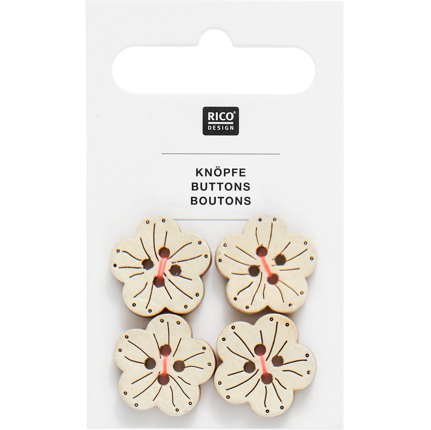 Knöpfe in Blütenform 1,6cm 4 Stück von Rico Design