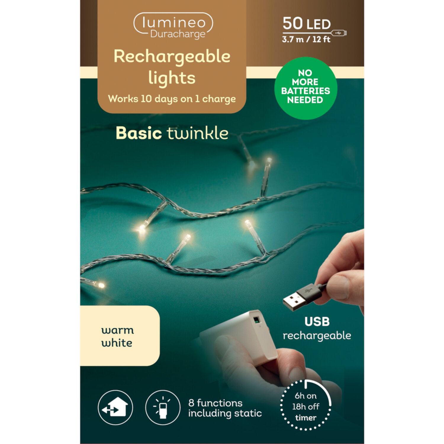 LED Duracharge basic lights outdoor 367,5cm Farbe Transparent von Kaemingk 