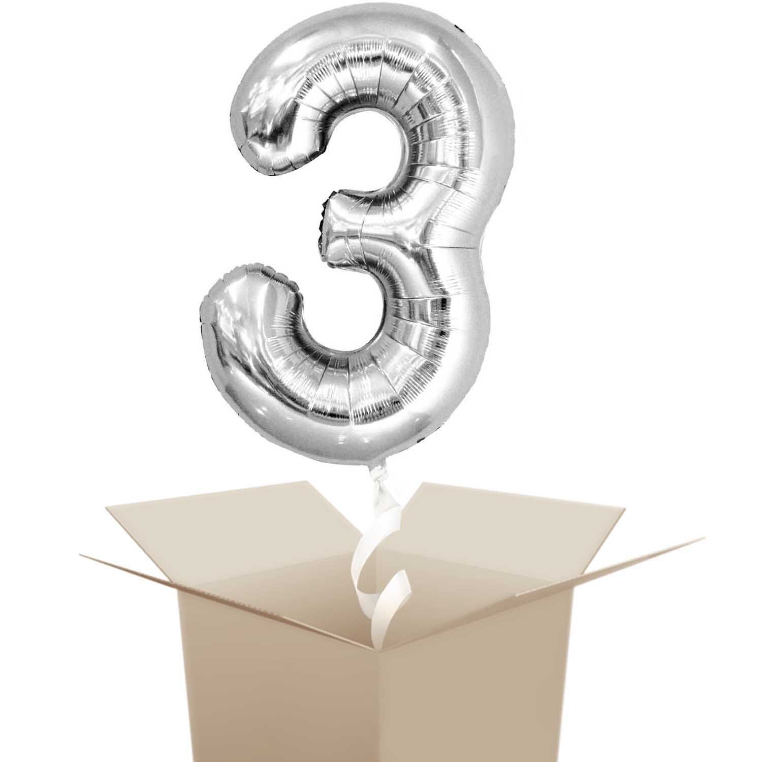 Folienballon mit Helium Zahl silber 86cm