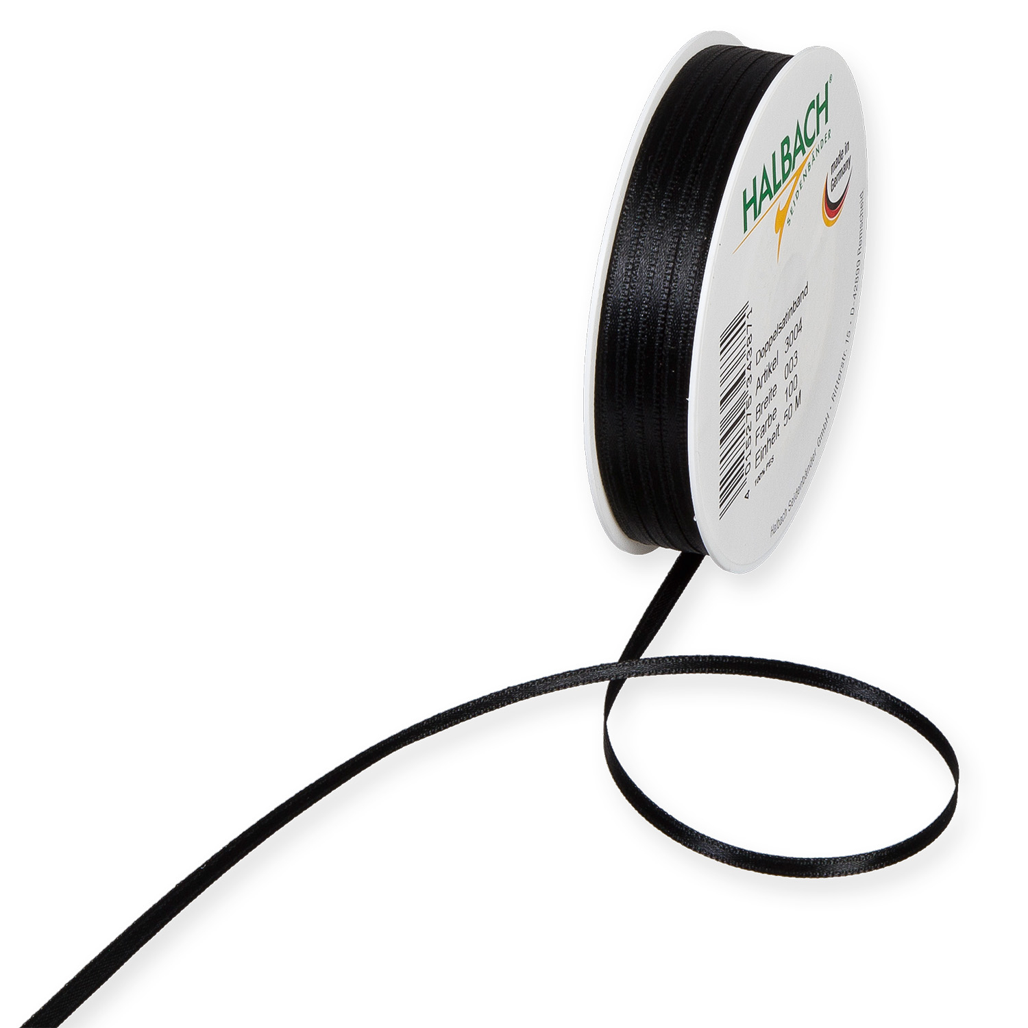 Halbach Satinband 3mm 10m Schwarz