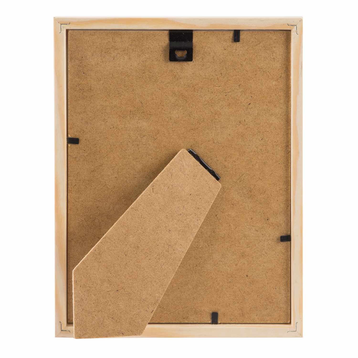 Bilderrahmen aus Holz mit natürlichem Finish, Rückseite mit Aufsteller, Marke goldbuch.