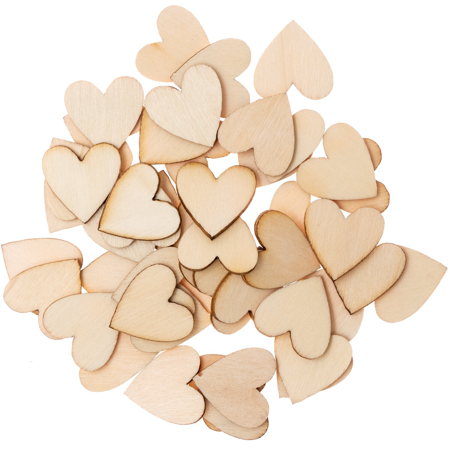 Holzstreu Herz groß natur 48 Stück: Beigefarbene Holzherzen von Rico Design, ideal für Dekorationen.