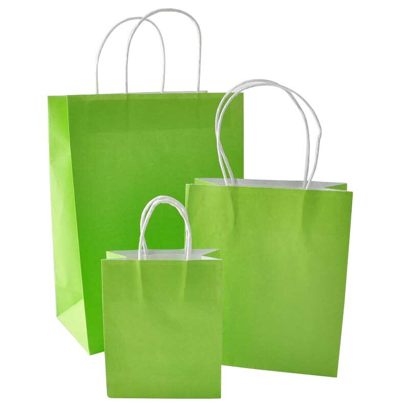 Papiertüte grün von Rico Design: Drei unterschiedlich große, grüne Papiertüten mit weißen Griffen. Ideal für Geschenke und Einkäufe.