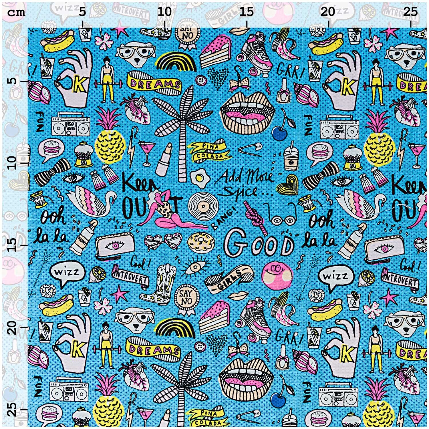 Stoff cool Girls blau-neon 140cm Stoff cool Girls blau-neon 140cm