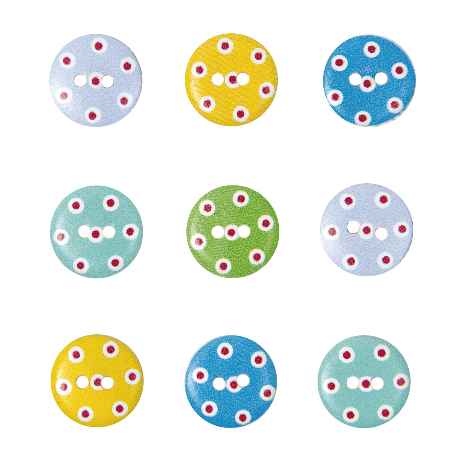Knopfmix Punkte Rot-Weiß 1,5cm 9 Stück von Rico Design