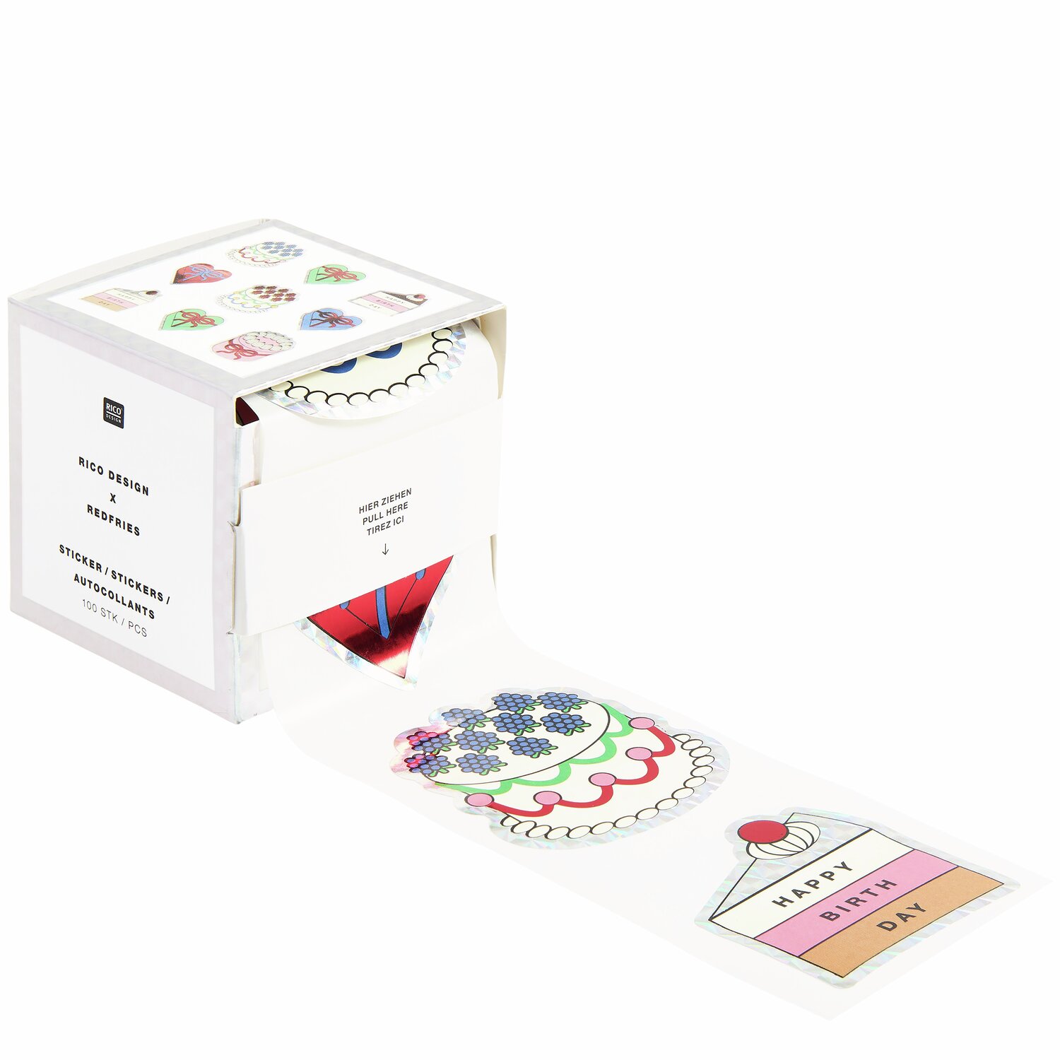Rico Design x Redfries Sticker auf Rolle Torten 100 Stück von Rico Design