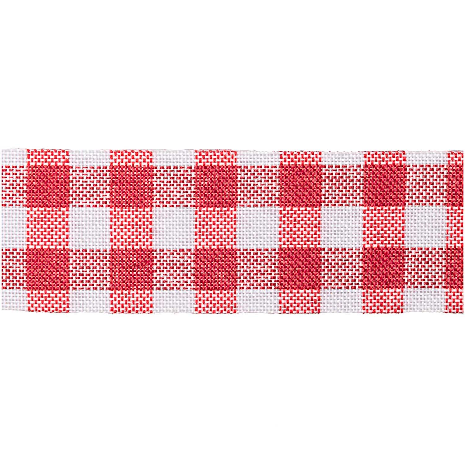 Dekoband kariert rot-weiß 4cm 3m